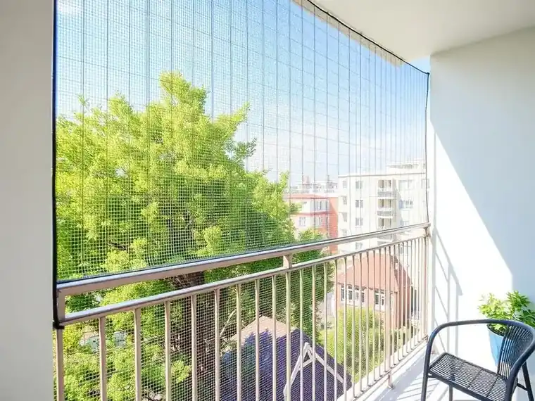 Chennai balcony fitted with a UV-treated bird safety net